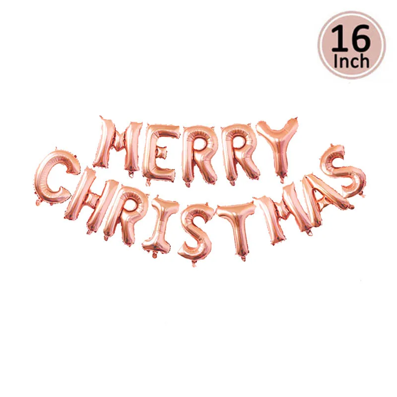 16 дюймов веселые рождественские воздушные шары из фольги с буквами счастливые новогодние вечерние украшения алфавит воздушные алюминиевые шары Набор принадлежностей - Цвет: Christmas Rose gold