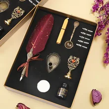 1 セットのつけペン英語書道筆記 文房具セットのギフトボックス 万年筆 ヨーロッパスタイルのレトロな散水ゴールド羽ペン Aliexpress オフィス用品 学用品