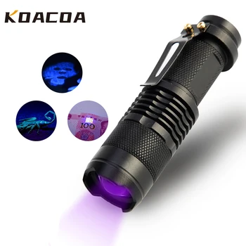 

LED UV Flashlight Ultraviolet Torch With Zoom Function Mini UV Black Light Pet Urine Stains Detector Scorpion Hunting