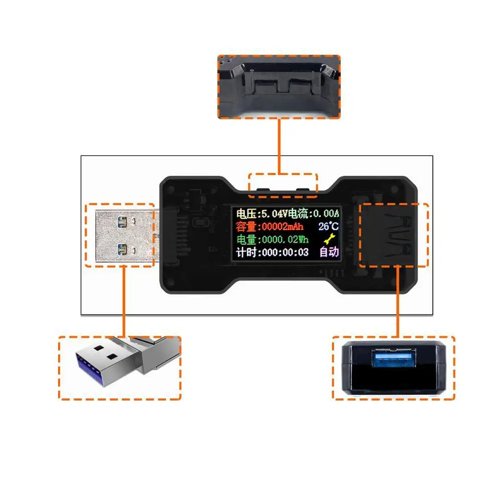 FNB18 USB Тестер DC Цифровой вольтметр 3,60-32,0 в амперметр 0,00-5.00A измеритель напряжения тока Амперметр детектор зарядное устройство индикатор