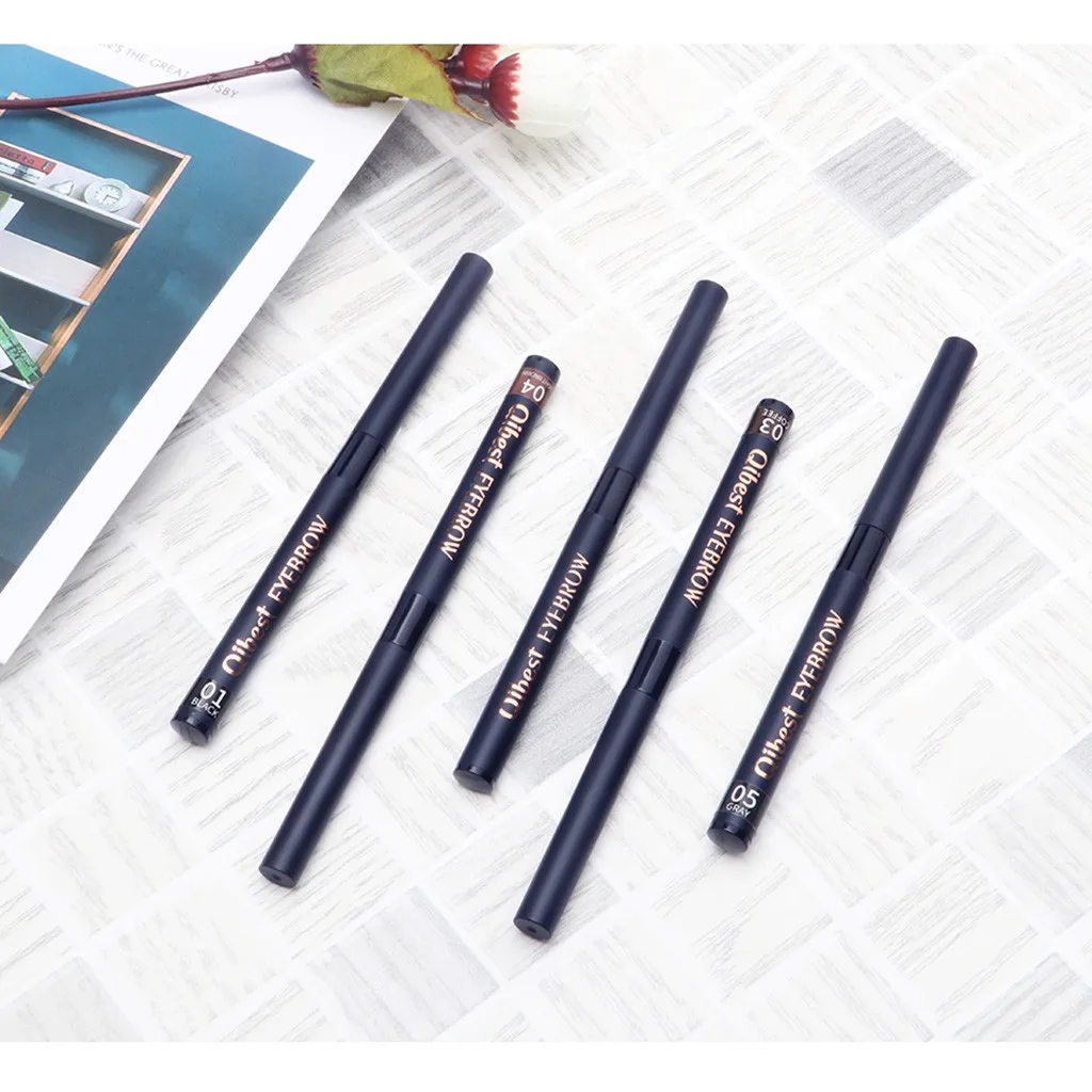 Eyebrow Pencil 5 Colors Long-Lasting Rotating Waterproof And Sweat-Proof Oval Eyebrow Tattoo Pen Women Makeup Tools Freeshipping