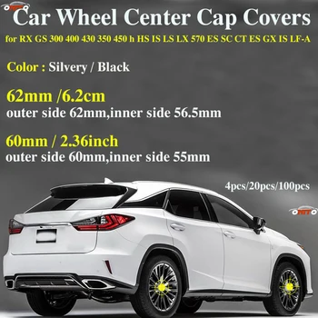 

Car Styling Wheel Hub Center Cap 62mm 2.44" 60mm 2.36" Black Silvery for RX GS 300 400 430 350 450 h HS IS LS LX 570 ES SC