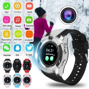 

Round Touch Screen Smart Watch With HD Camera GPS Pedometer bluetooth SIM Card Function Silicone Band Standalone Sport Watch