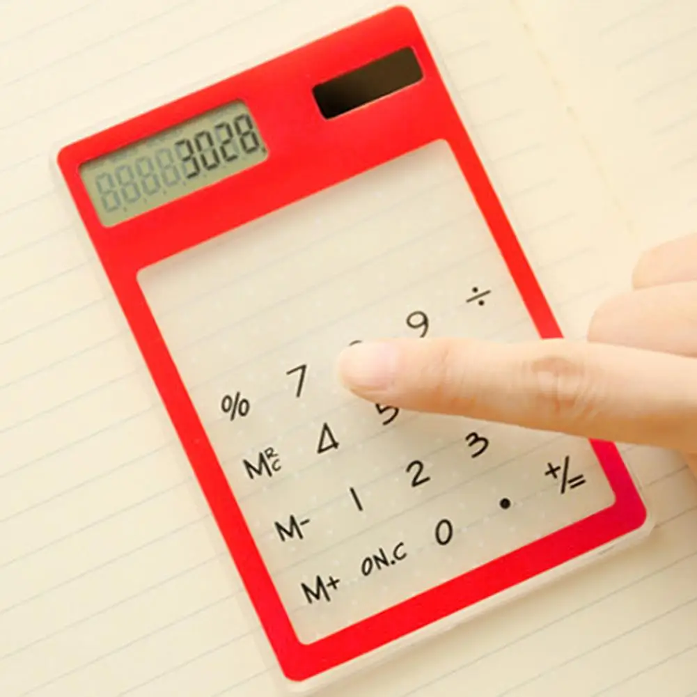 

Hot Sale Creative Slim Portable Mini 12 Digital Calculator Solar Energy Crystal Keyboard Dual Power Supply