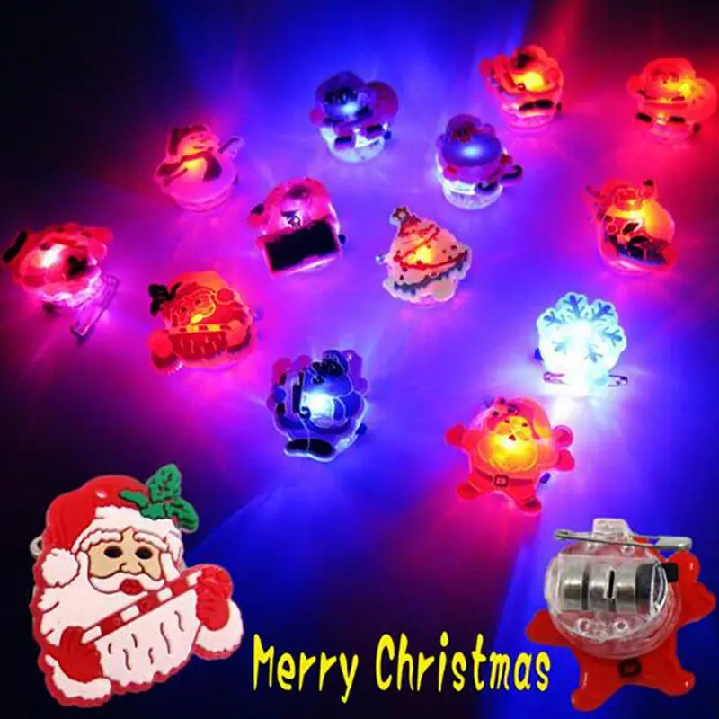 25pc Creative Christmas Decoration LED Flash Brooch Badge Children's Toys Gift Y5GB