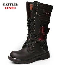 37-46; Прямая ; Мужская обувь с пряжкой; высокие армейские ботинки на шнуровке; модная мужская зимняя обувь; Британский металлический армейский мотоботы