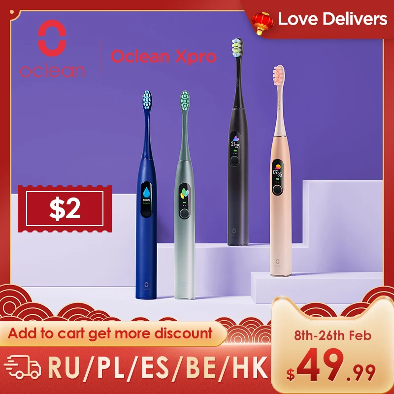 Version mondiale Oclean X Pro brosse à dents électrique sonique avec support de chargeur 2-en-1 écran tactile coloré IPX7 brosse à dents adulte