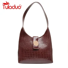 Элегантные сумки через плечо с крокодиловым узором для женщин, вместительные Сумки из искусственной кожи, роскошные сумки-мессенджеры, женские сумки, дизайнерские сумки на плечо