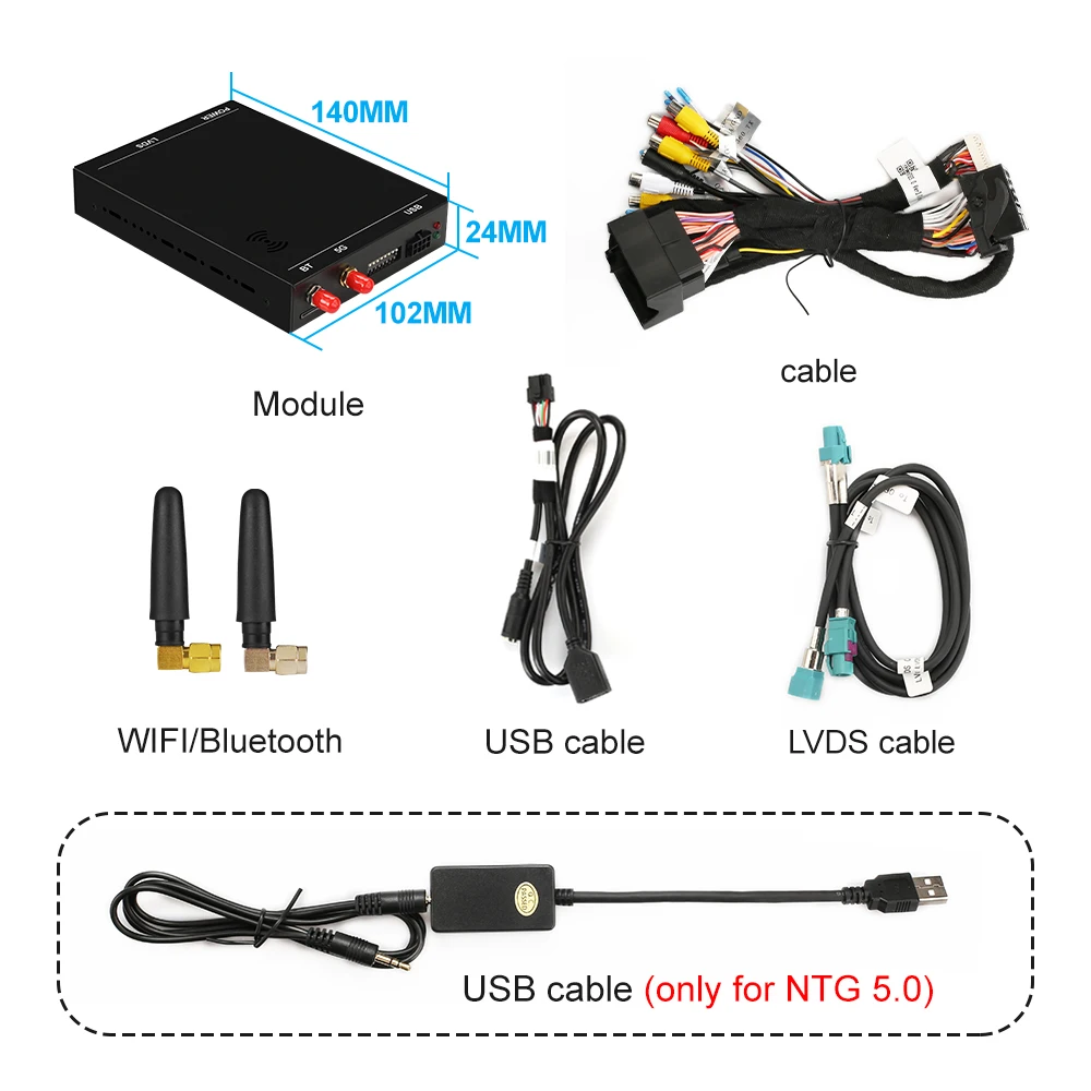 Wireless Carplay Android Auto For Mercedes C117 W176 W204 W205 W221 X156 GLS ML GLK Class NTG 4.5 4.7 5.0 Module Decorder Box