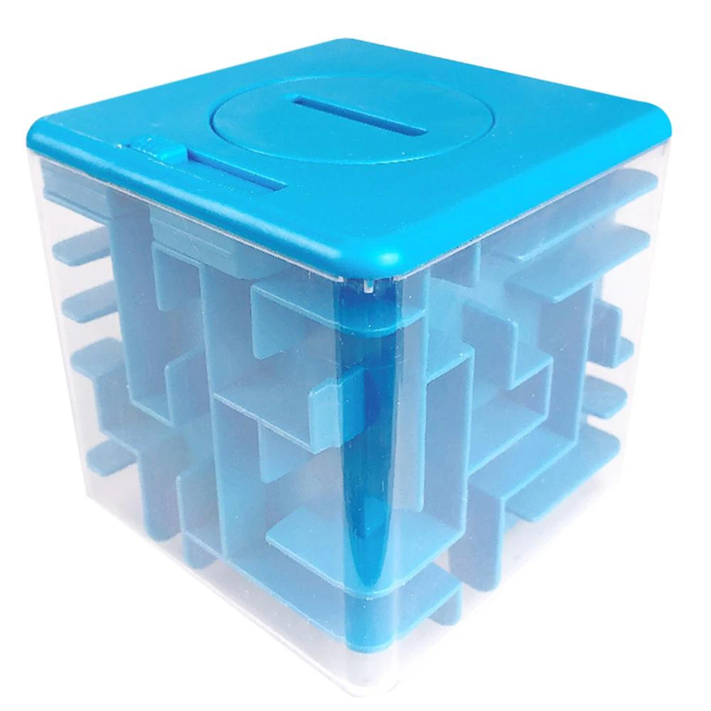 Maze Puzzle Cube Piggy Bank Early Education Mazy Money Box Toy 3D Plastic FD8 