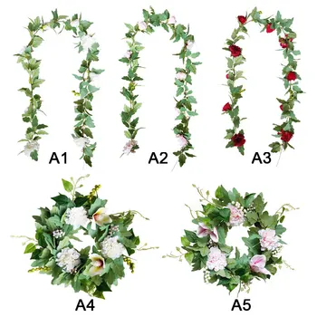 

Hawaiian Style Hanging Greenery Silk Floral Vine Rattan Artificial Rose Magnolia Flower Garland for Wedding Party Decoration
