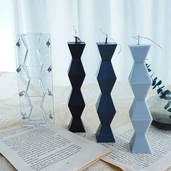 

Rhombus Diamond Pillar Candle Acrylic Mold Round Line Candle Mold Nordic style Handmade Acrylic Wax Mold
