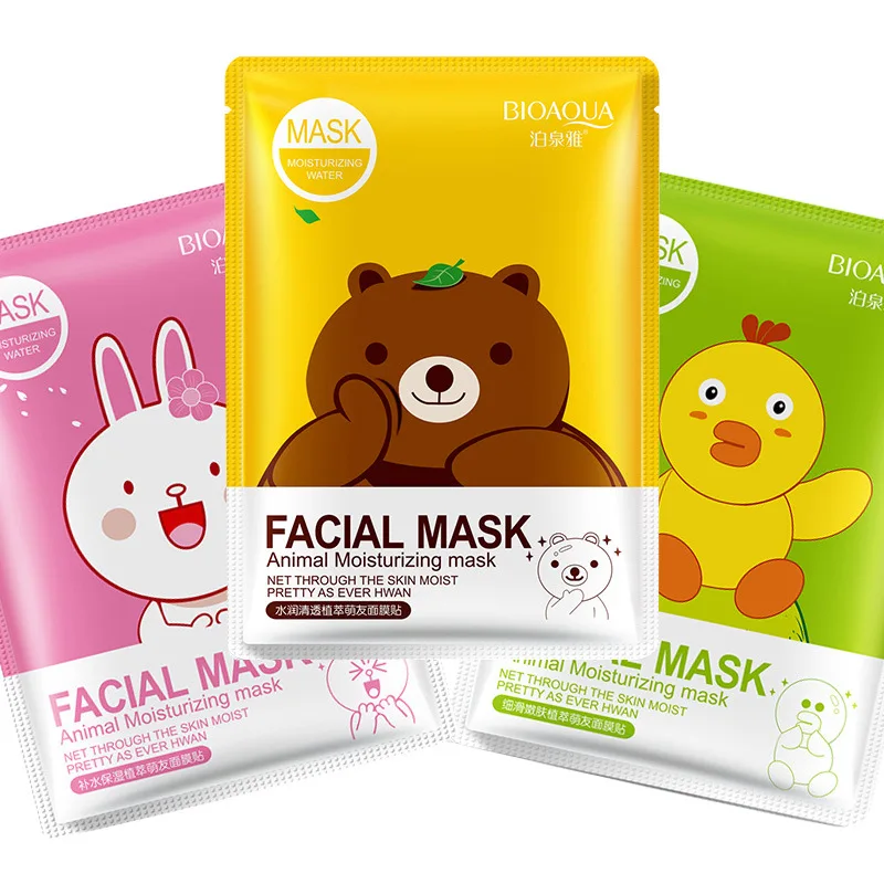 

BIOAQUA Cartoon Animal Moisturizing Face Facial Mask Fresh Anti-Acne Plant Extract Oil Control Hydrating 3 Colors