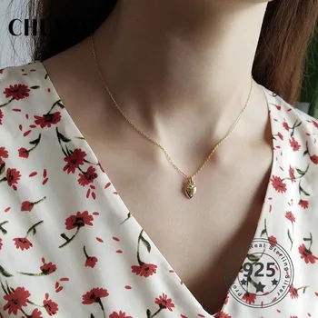 

Chuyau 925 sterling silver heart pineapple pendant necklace gold creative design charm neckalce for women gold jewelry charms
