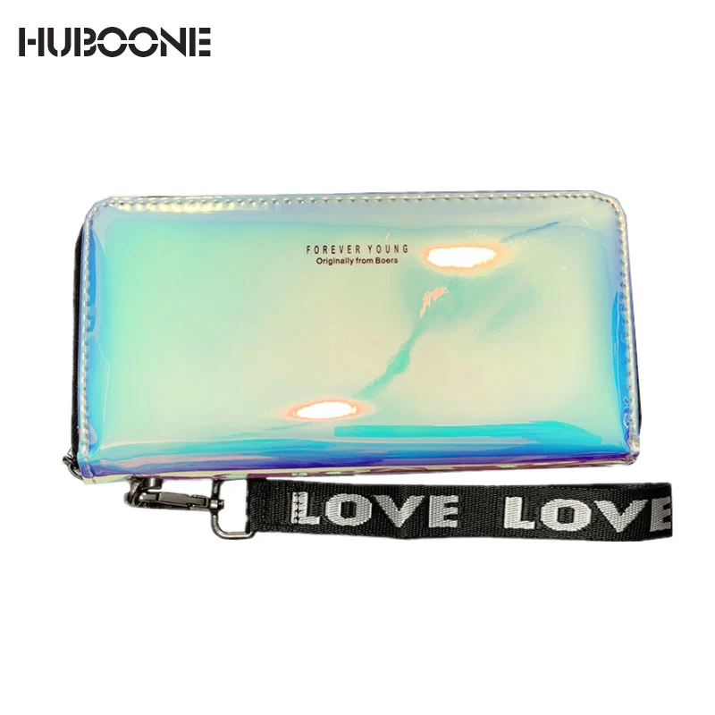 

Women Wallets Lanyard Laser Holographic Wallet Women Long Purse Female Clutch Bag Portfel Zip Phone Pocket Card Holder Carteras