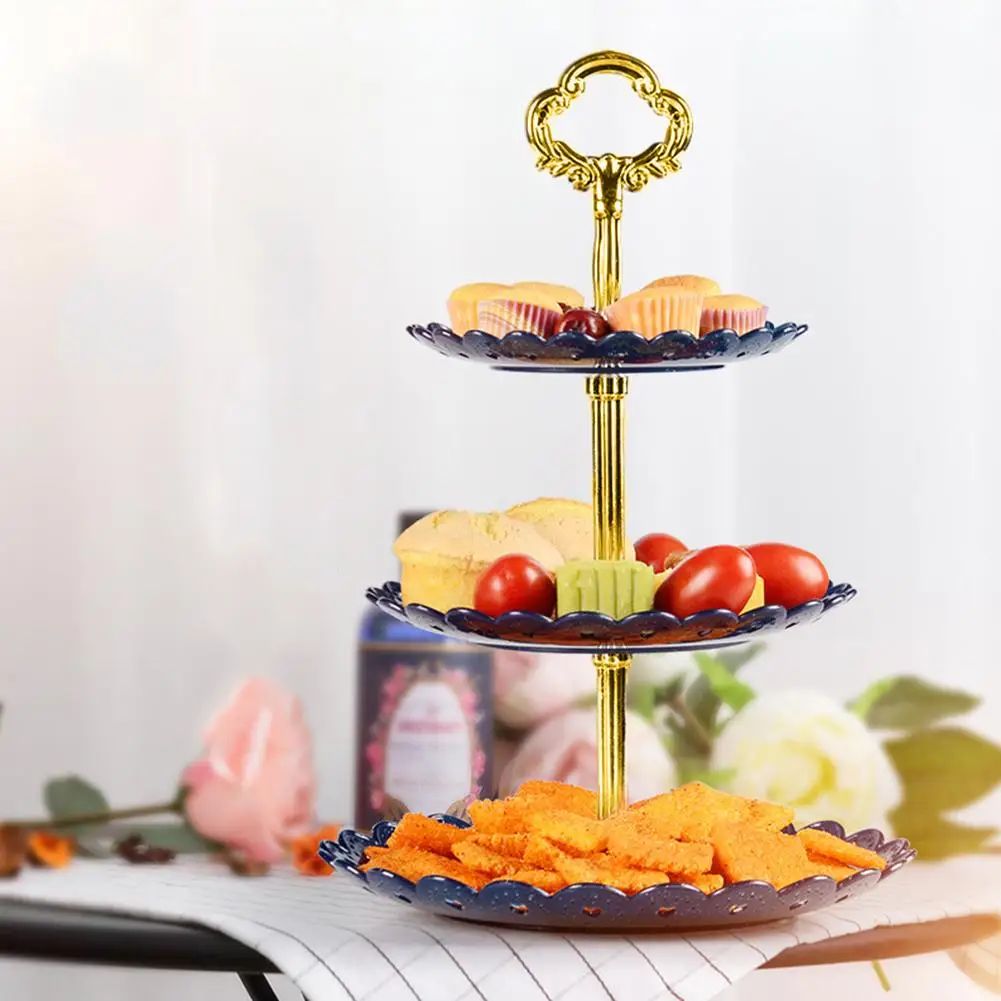 

Portable Three Layer Fruit Plate Cake Candy Dessert Storage Container Stand Rack Holder Home Party Festival Cake Tool Supplies