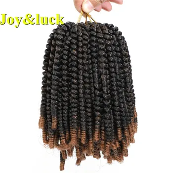 

Joy&luck Synthetic Hair Ombre Color Spring Twist Braids Hair 8inch Crochet Braiding Hair Extensions 30Strands/pack