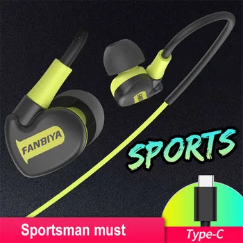 

USB Type-C Earphone Stereo Ear Hook Sports Headset Sport HIFI Portable Waterproof with Mic for Xiaomi Oneplus Nokia Samsung LG