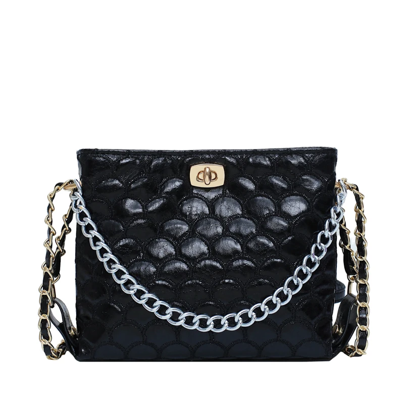 Роскошные сумки женские сумки дизайнерские красочные змеиная кожа плечевая сумка-мешок высокого качества сумки через плечо для женщин - Цвет: Черный