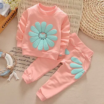 

ZWY284 Children Clothes Autumn Spring Todder Girls T-shirt+Pant 2pc Outfit Kids Clothes Sport Suit For Girls Clothing Sets