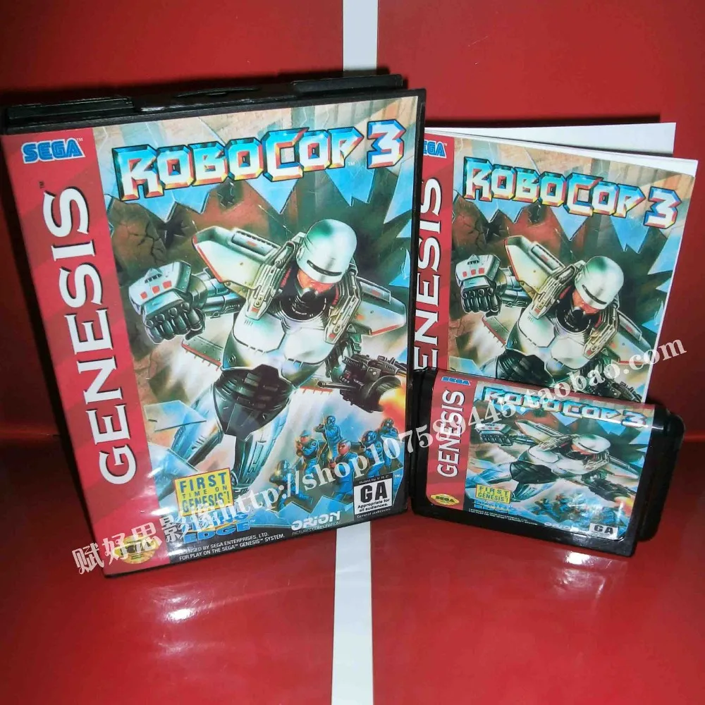 Игровой картридж Sega MD game - Robocop 3 с коробкой и руководством для 16-битной системы