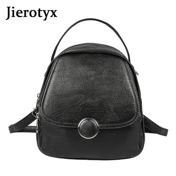 

JIEROTYX Retro High Quality 2020 Women Backpack Leather Female Chic Schoolbags Travel Backpack Ladies Fashion Bags Sac A Dos