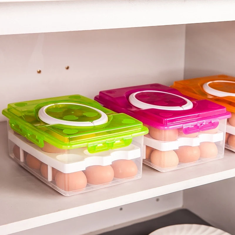 

Kitchen Egg Storage Box 24 Grid Egg Box Food Container Organizer Boxes For Storage Double Layer Multifunctional Egg Crisper