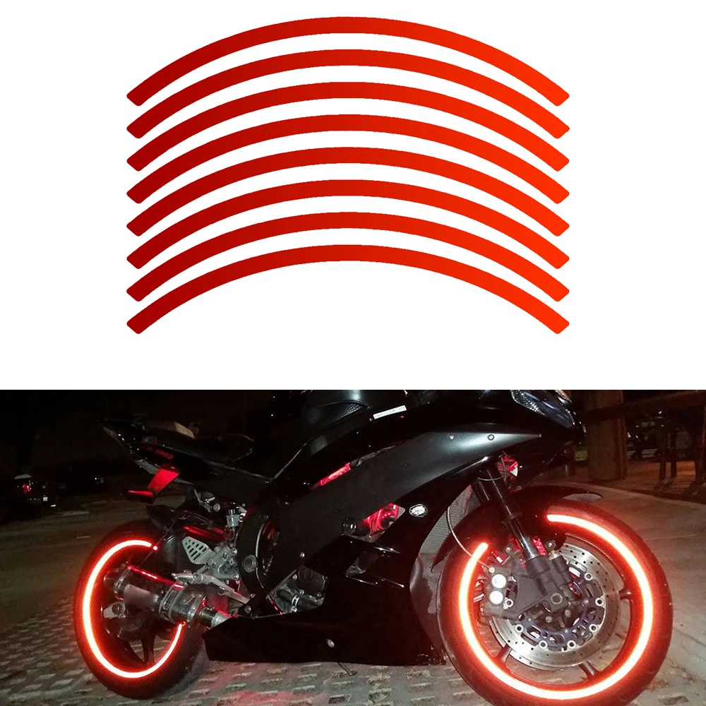 16 Strip 18inch Red Reflective Sticker Car Auto Vehicle Motorcycle Bicycle Wheel Rim Stripe Decal Exterior Accessories Universal universal cup car steering wheel button control switch auto radio remote button for android gps dvd multimedia navigation