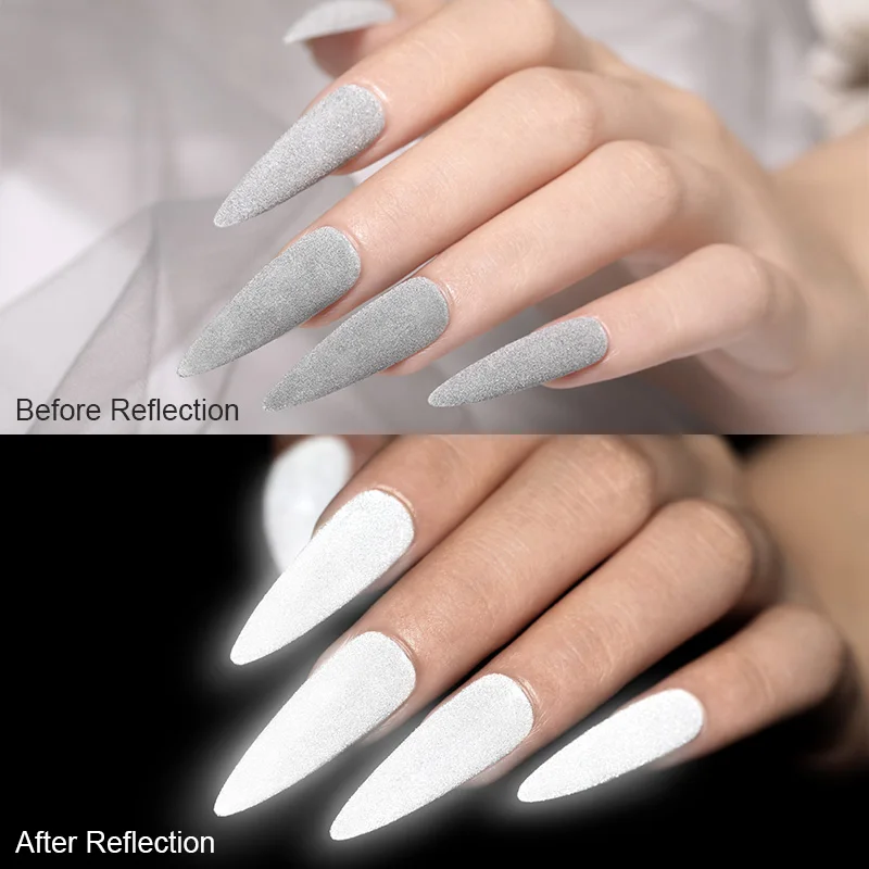Nail Powder Nail Glitter Nail Decoration Nail Decorations Reflection Glow In The Dark Grey White Dazzling Party DIY Sugar Gel Polish Chrome Flash Dust