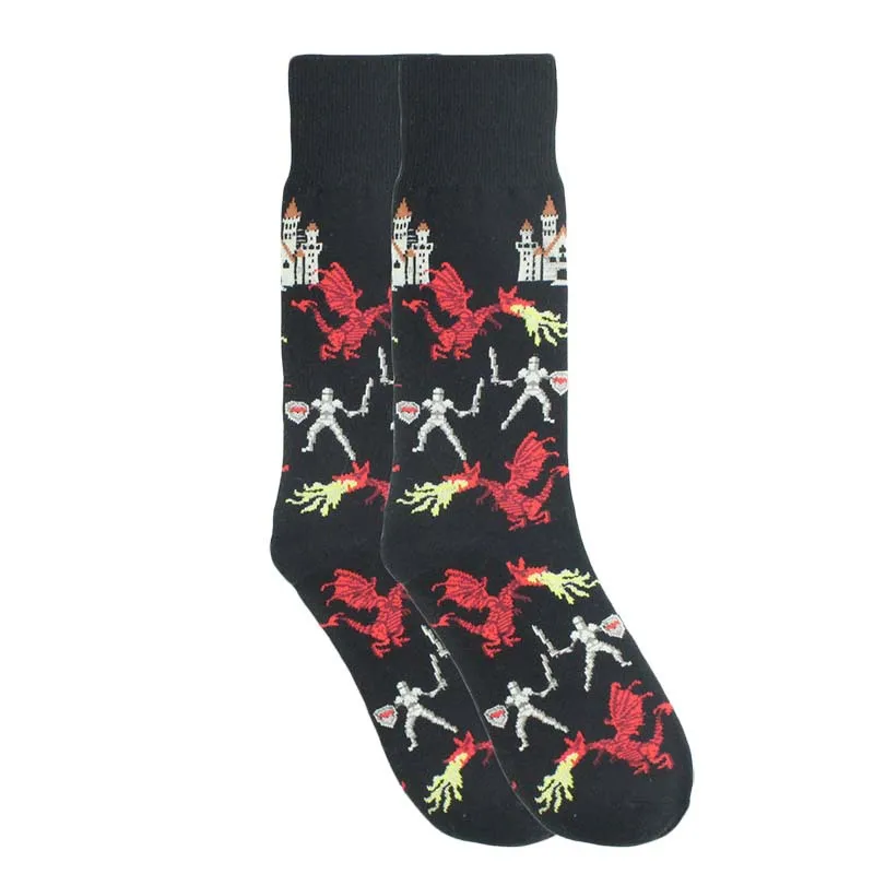 Fire Dragon Носки для взрослых до середины голени, гольфы, виски, Ячменное вино, Бри, виски, трюк, лягушка, медведь, кошки, рыба, акулы, динозавры, драконий жемчуг, спирт русалки - Цвет: Fire Dragon