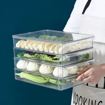

Kitchen Refrigerator Storage Container Dumpling Box Vegetable And Meat Dumplings Refrigerate Keep Fresh Stackable Storage Box