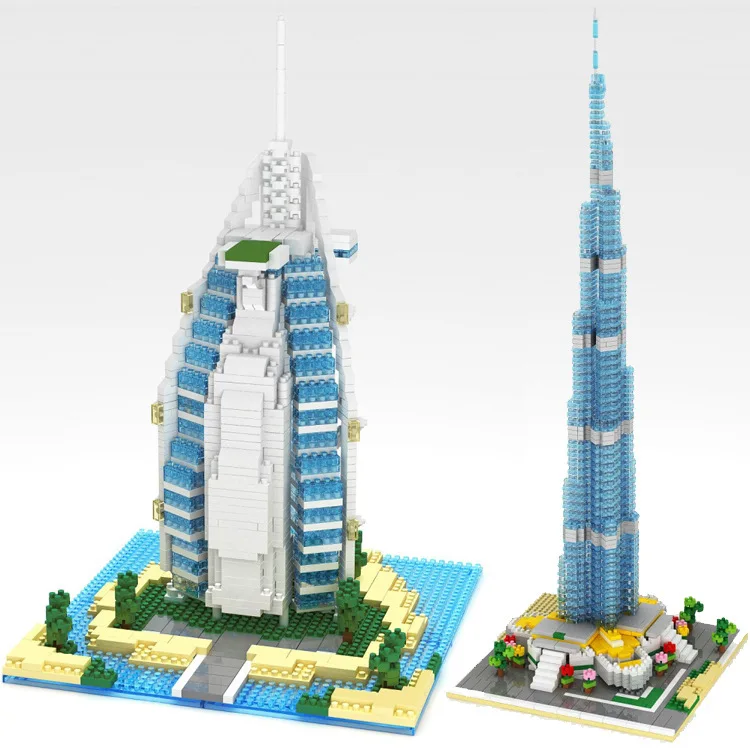 Famous Buildings World Landmarks Dubai Burj Al Arab Hotel EDC Blocks Toys Gifts 
