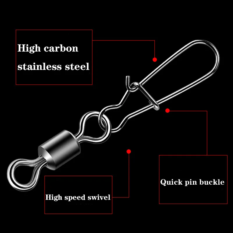 Fishing Accessories 10pcs Eight-ring Connector Stainless Steel Snap Fishhook Swivels Tackle for Lure Hooks Pesca Fishing Tackle