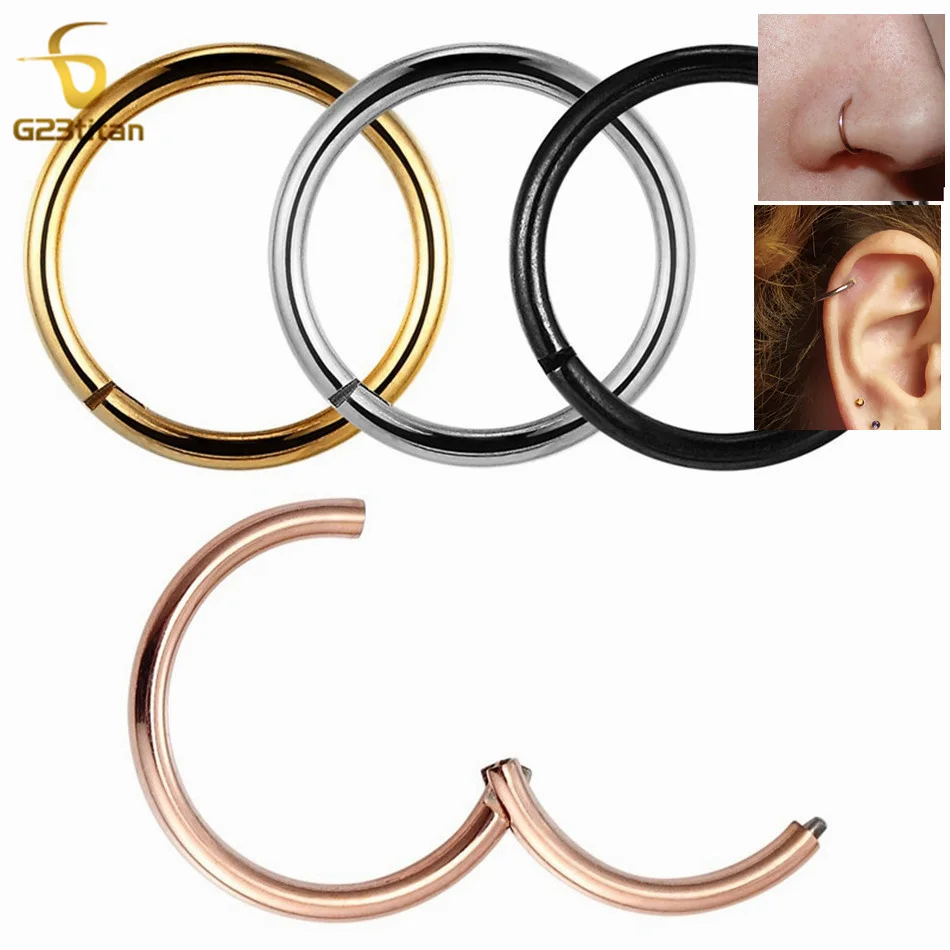 MODRSA Clear Septum Nose Hoop Rings Retainer Bioflex Cartilage Tragus Helix Earring Clicker Hoop Piercing 14G 16G 18G 6-12mm Inner 