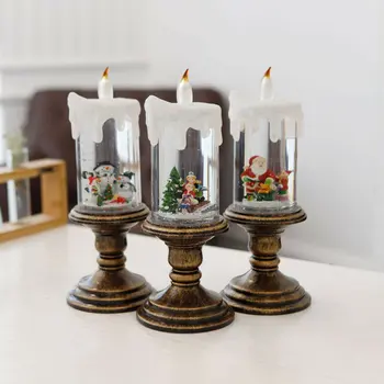 

Christmas Candlestick Lamp LED Christmas Candle Decoration Santa Claus Christmas Table Ornaments Night Light
