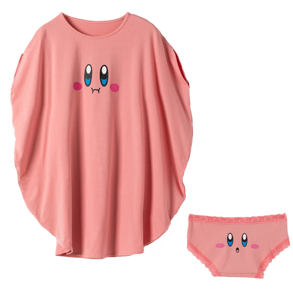 Свободная футболка Kirby Adventure All Star x YUMMY летняя аниме с рукавом летучая мышь