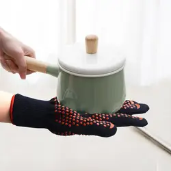 Арамидных волокон 500 градусов термостойкие перчатки Микроволновая печь анти-скольжение силикагель х/б перчатки теплостойкие барбекю BB