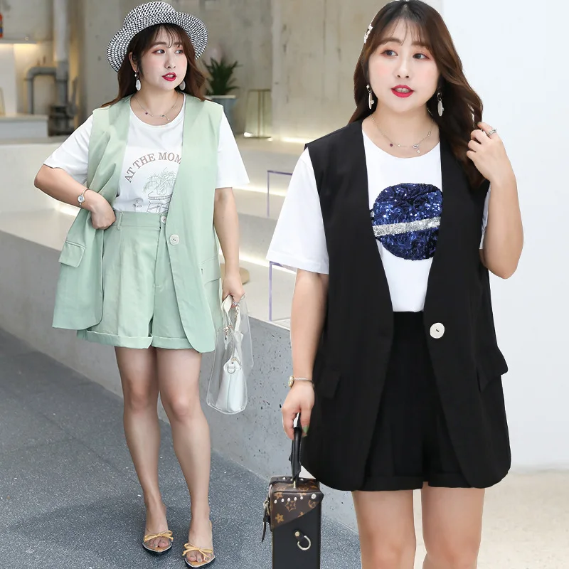 

[Xuan chen] Large GIRL'S Casual Vest French Hipster Large GIRL'S Two-Piece Set Tops + Vest Suit A207