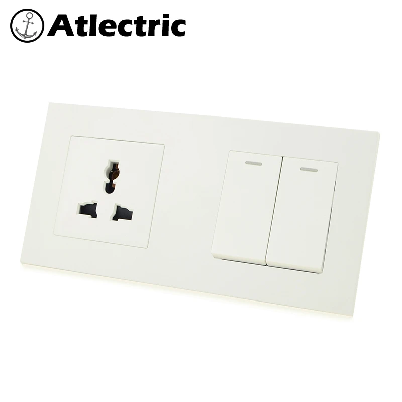 

Atlectric Universal Socket 1 2 3 4 Gang ON/OFF Lamp Light Button Switch Power Wall Socket Plastic Panel Electrical Double Outlet