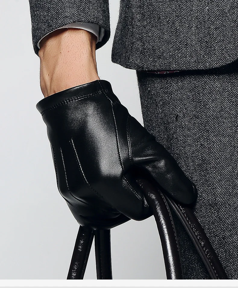 Перчатки из натуральной кожи мужские модные простые черные овчины перчатки для вождения бизнес мужские перчатки TE2018