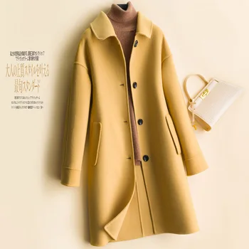 

2020 Autumn and Winter New Doll Collar Double-sided Nylon Handmade Wool Coat Women's Jacket