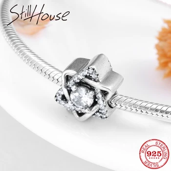 

Five-pointed star with charming big clear CZ charms 925 Sterling Silver Bead Fit Original European Charm Bracelet Jewelry making