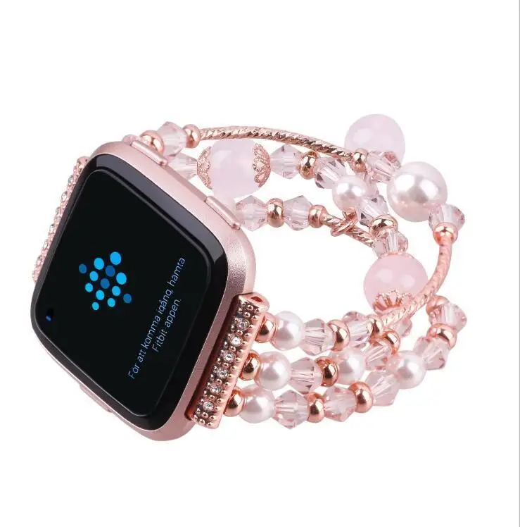 Лучший женский ремешок для часов Fitbit Versa браслет из натурального агаоа с каменным ремешком роскошные розовые стропы