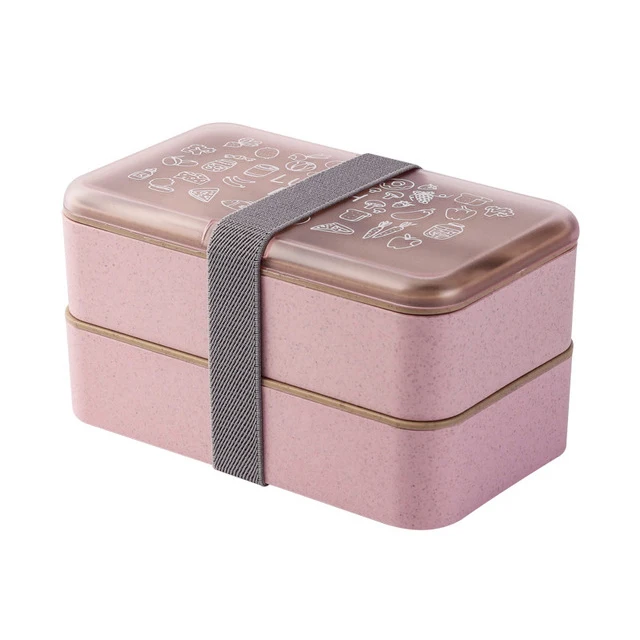 Pink Розовый/зеленый/бежевый Ланч-бокс, посуда, Экологичная, портативная, прямоугольная, пластиковая, с микрофиброй, столовая посуда, Bento box, контейнер для еды - Цвет: Pink
