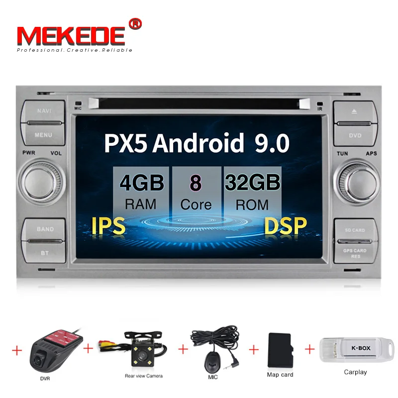 PX5 4 Гб+ 32 ГБ Android 9,0 автомобильный радиоприемник gps навигация для Ford/Mondeo/Focus/Transit/C-MAX/S-MAX/Fiesta встроенный DSP ips vedio out - Цвет: camera dvr carplay