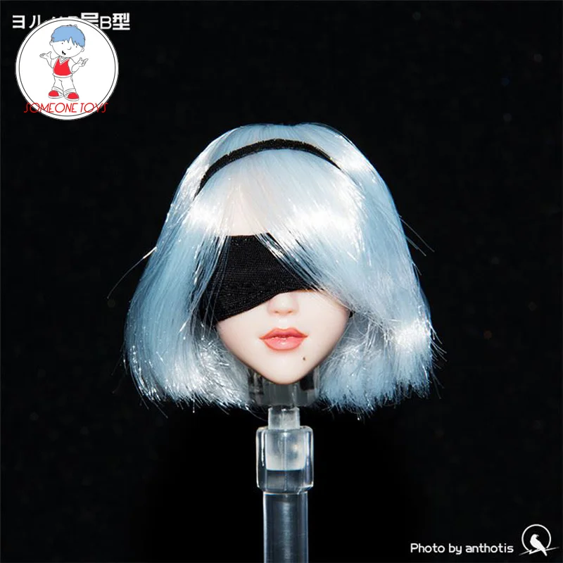 Масштаб 1/6 голова NieR: Automata 2B Girl длинная белая лепка OB Style для 12-дюймовых | Игровые фигурки и трансформеры -4000231767175