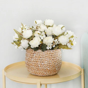 

5 Head Artificial Flowers Bouquet Peony White Silk Peonies Fake Flowers Wedding Party Home Decoration Rose Flower Pink