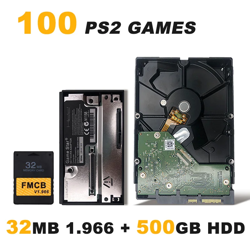 32MB and 500GB 3," SATA жестких дисков 80 Гб/320 Гб/500 Гб/1 ТБ/2 ТБ с игр+ FMCB v1.966 8/16/32/64 Мб карта памяти для PS2+ жесткого диска SATA HDD адаптер - Цвет: 32MB and 500GB