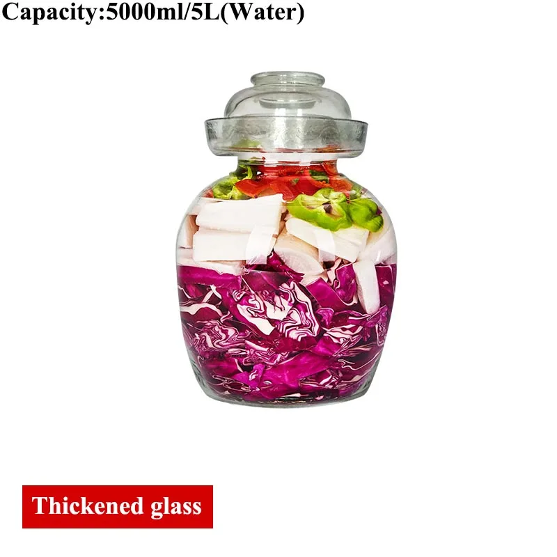 Креативные сгущенные прозрачные стеклянные банки для солений, ночной маринованный овощ, контейнер, бутылка для маринования, капуста - Цвет: Thicken (M) 5L