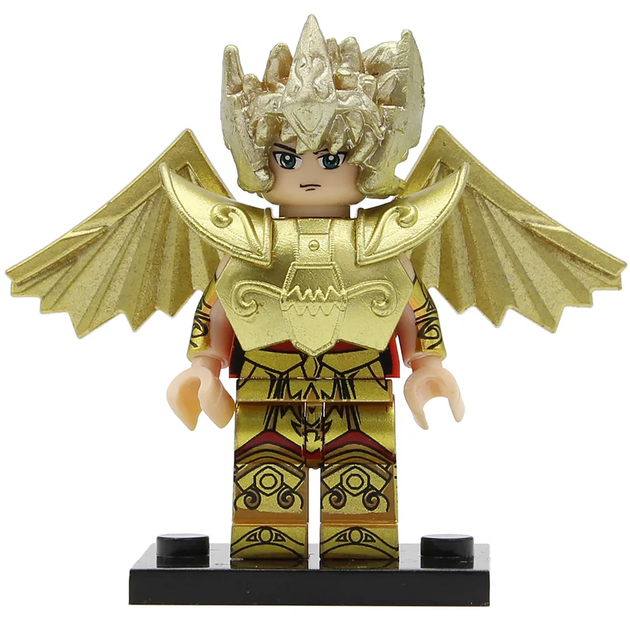 6 шт./партия, Золотая фигурка Святого Сейя из мультфильма, Athena Shiryu Mu SAGA Aioria Shaka Dohko Milo Aiolos, строительные блоки, модель, кирпичи, игрушки